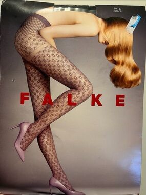 Falke women's Geometric Tights -size Large - Black